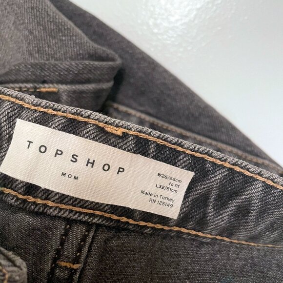 Topshop Dark Grey Mom Jeans W26 L32 - Picture 2 of 4